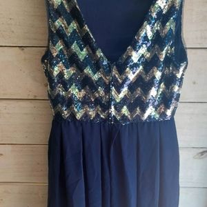 B Darlin Size 9/10 sequin blue Silver dress